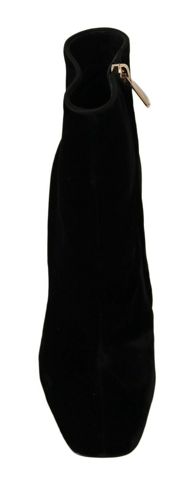 Elegant velvet ankle boots with crystal heels