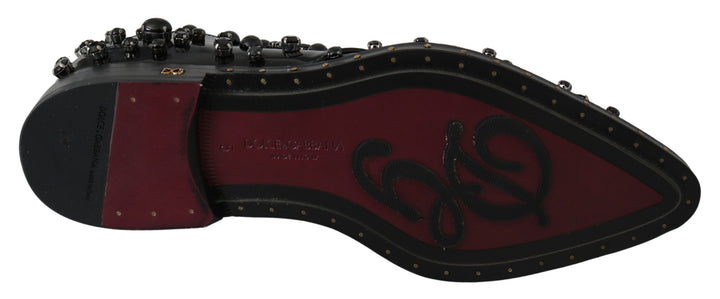 Schwarz Leder Kristalle Kleid Broque Schuhe