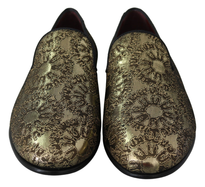 Gold Jacquard Flats Herren Loafers Schuhe