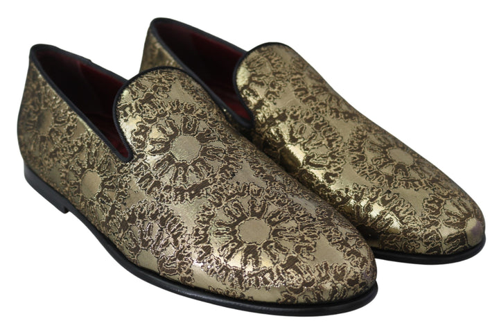 Gold Jacquard Flats Herren Loafers Schuhe
