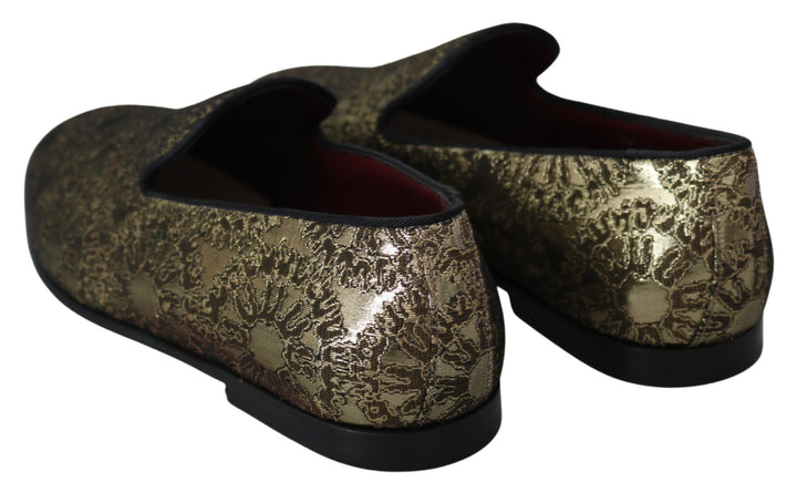 Gold Jacquard Flats Herren Loafers Schuhe