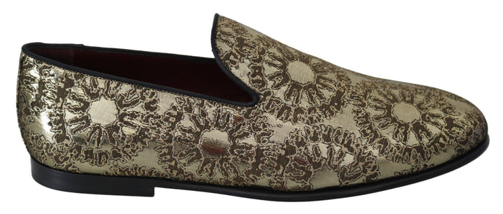 Gold Jacquard Flats Herren Loafers Schuhe