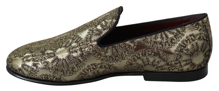 Gold Jacquard Flats Herren Loafers Schuhe