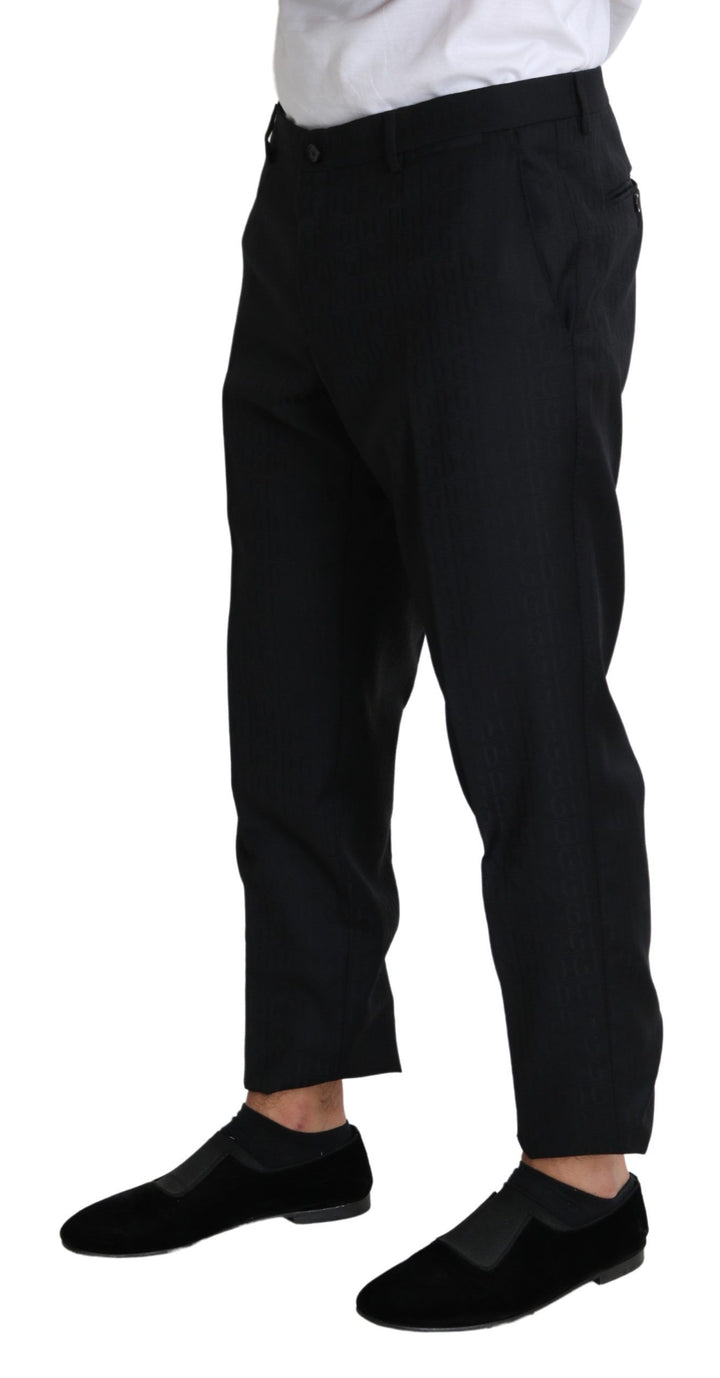 Elegant black cropped pants made of virgin wool