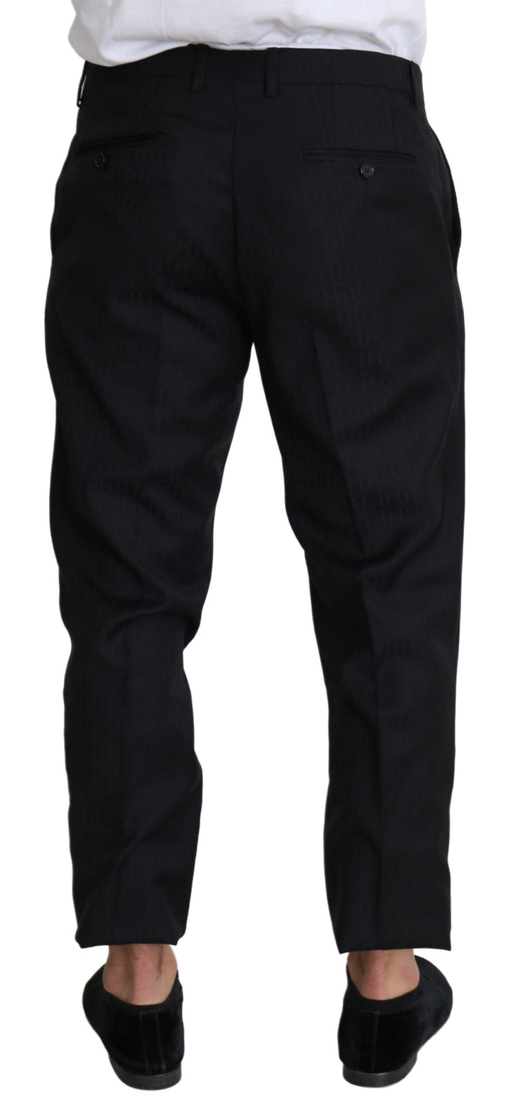 Elegant black cropped pants made of virgin wool