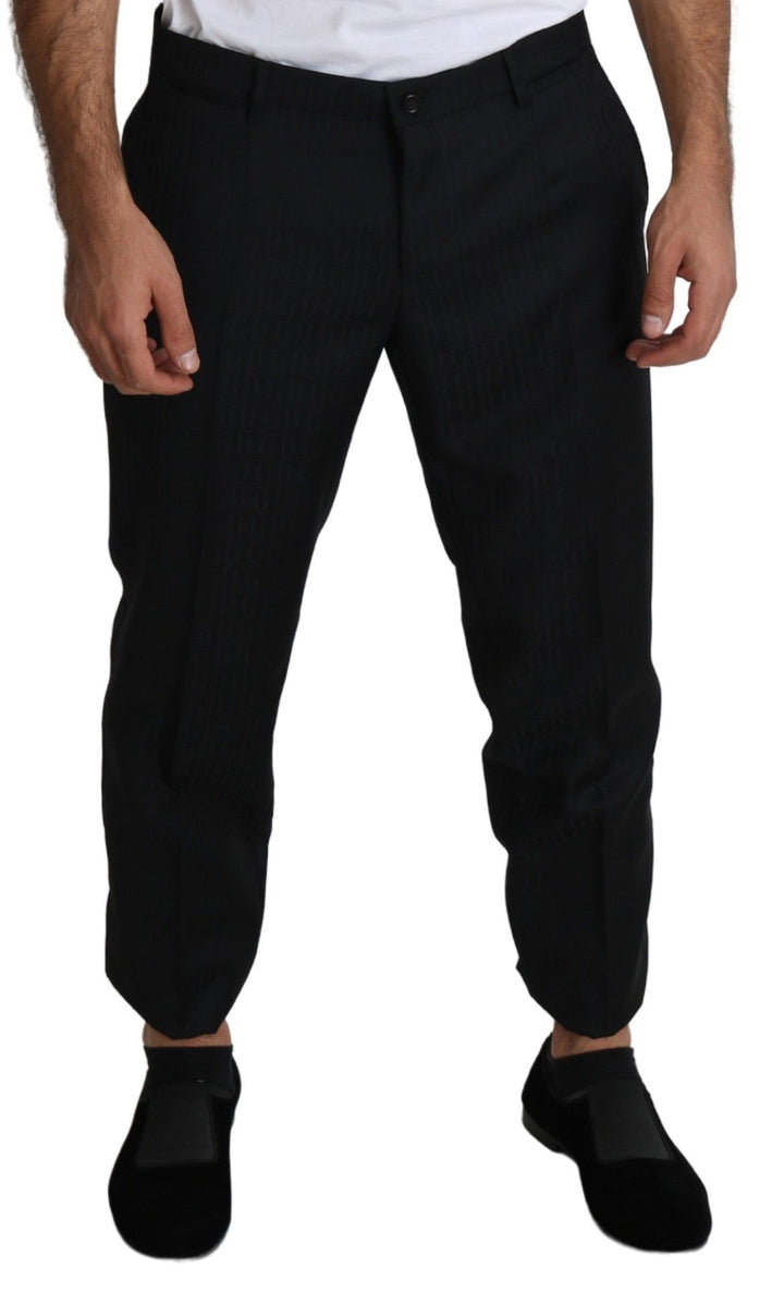 Elegant black cropped pants made of virgin wool