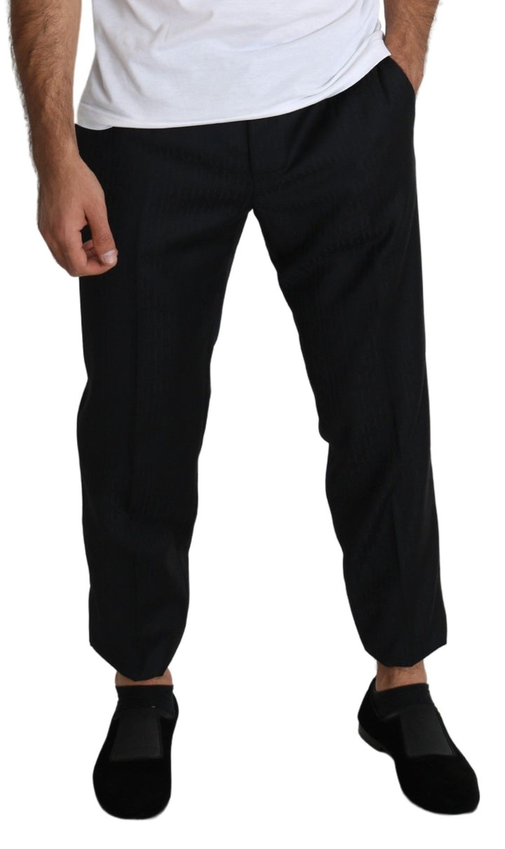 Elegant black cropped pants made of virgin wool