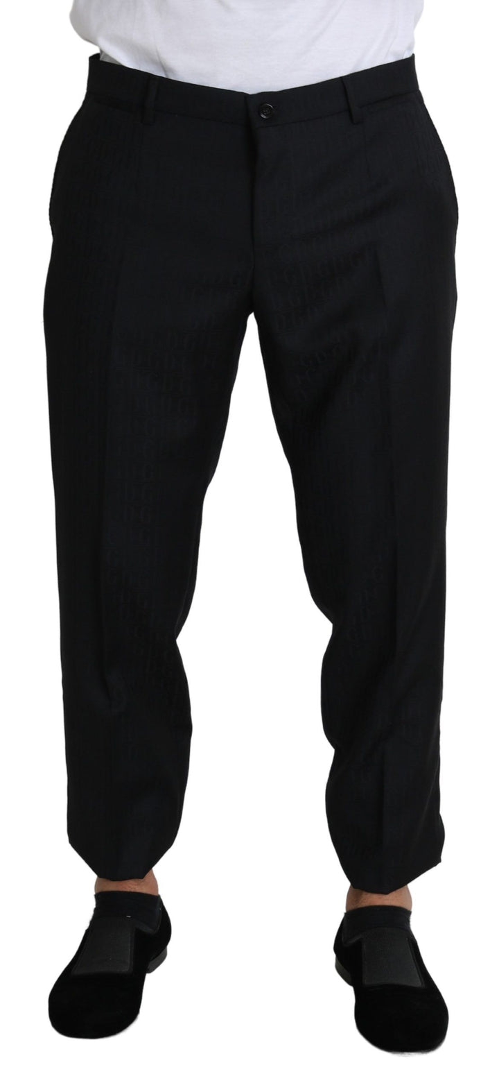 Elegant black cropped pants made of virgin wool
