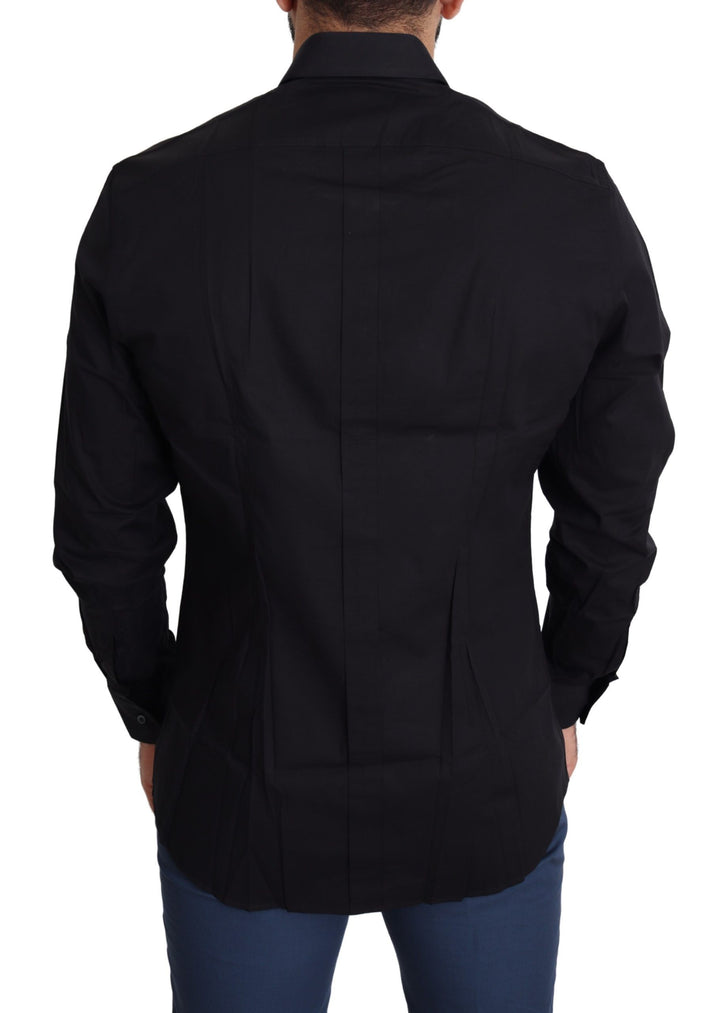 Elegant black cotton stretch shirt