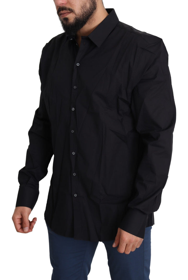 Elegant black slim fit shirt