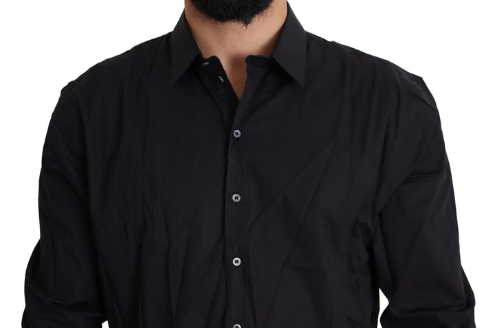 Elegant black slim fit shirt