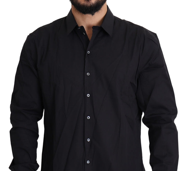 Elegant black slim fit shirt