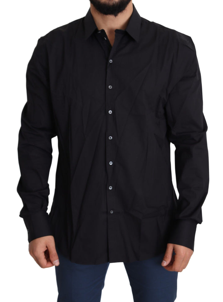 Elegant black slim fit shirt