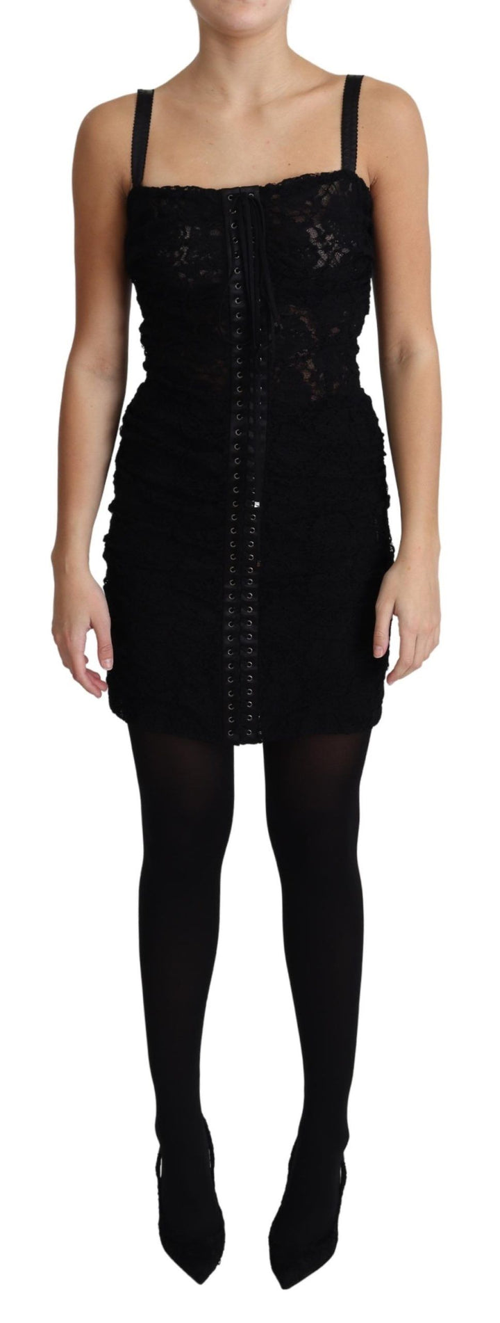 Schwarzes, geschnürtes, geblümtes Korsett-Bustier-Minikleid