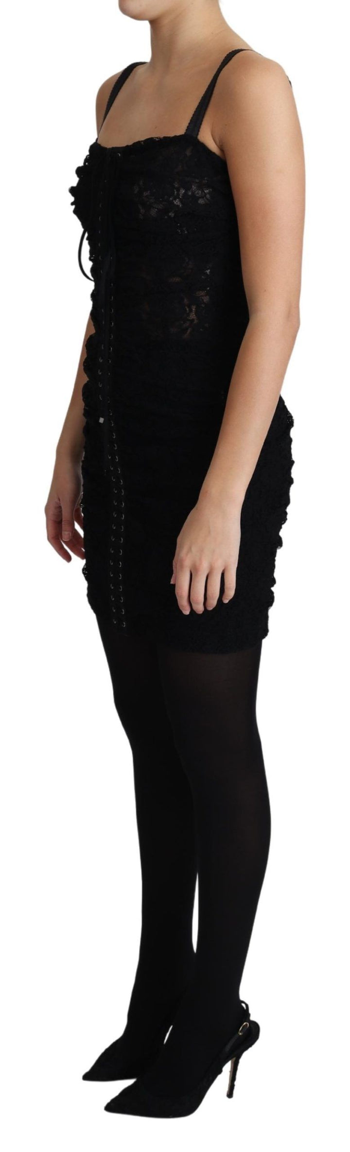 Schwarzes, geschnürtes, geblümtes Korsett-Bustier-Minikleid