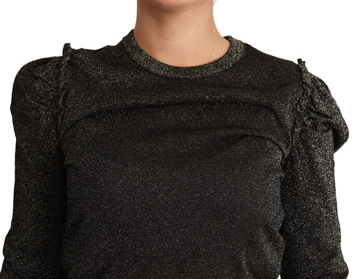 Schwarz Gold Cropped Damen Pullover Sweater