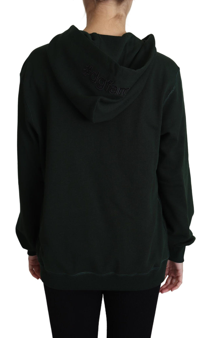 Dunkelgrüner Hoodie mit Kronenstickerei