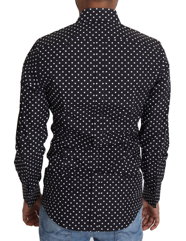Schwarz Weiß Polka Dots Freizeithemd