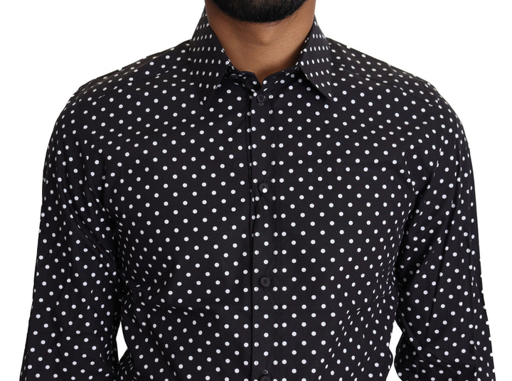 Schwarz Weiß Polka Dots Freizeithemd