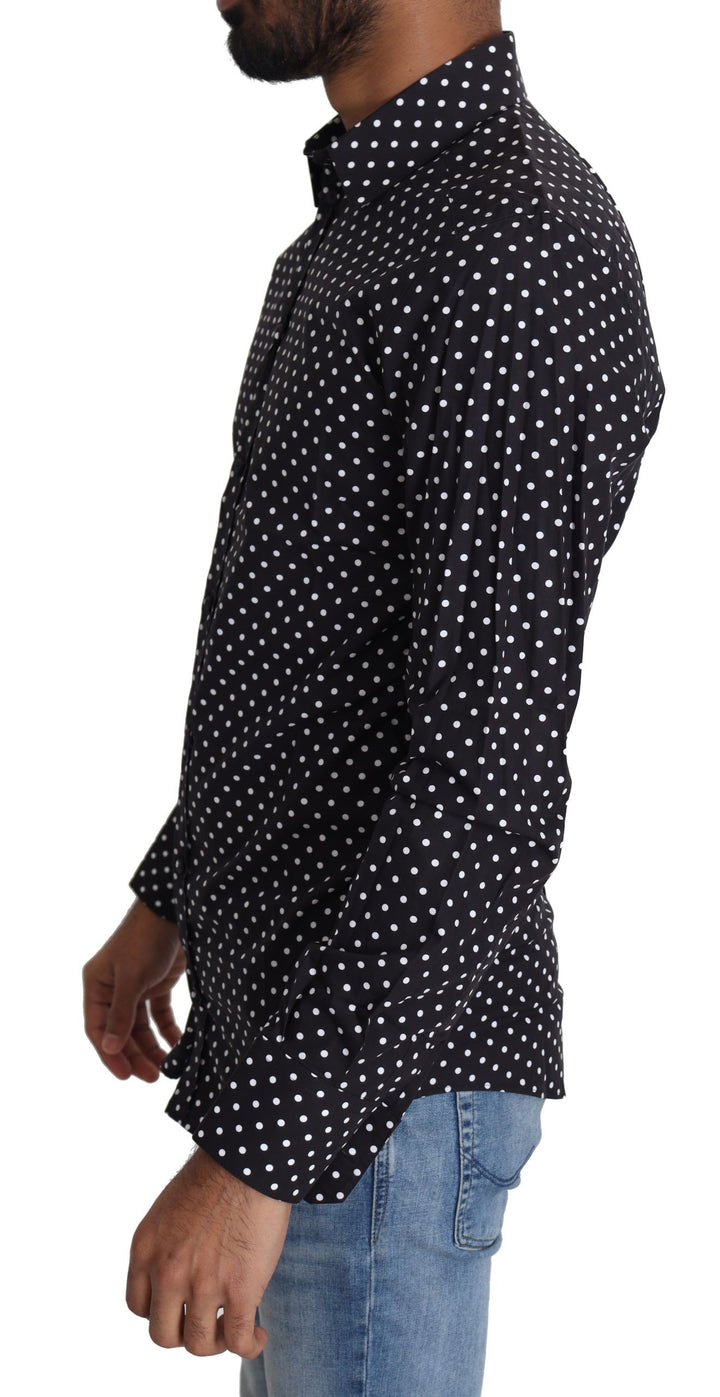 Schwarz Weiß Polka Dots Freizeithemd