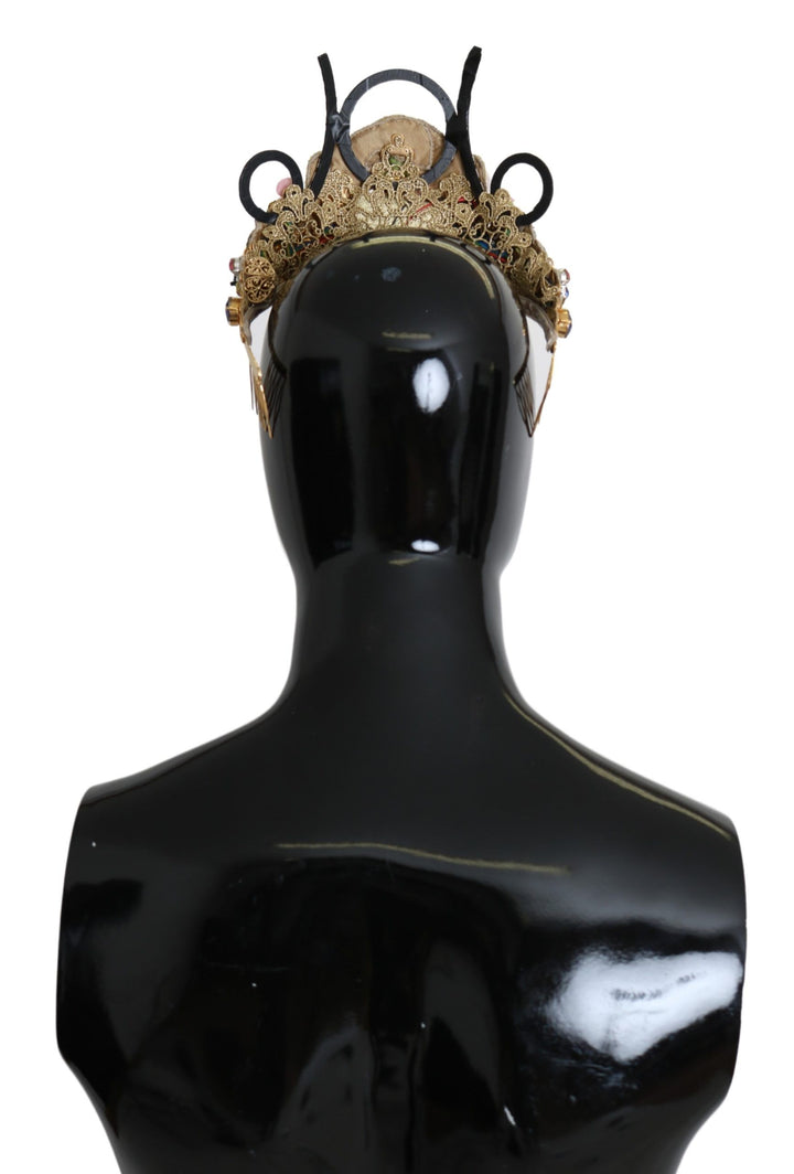 Stunning Crystal Tiara - Gold Multicolor