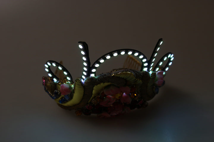 Stunning Crystal Tiara - Gold Multicolor