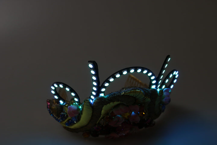 Stunning Crystal Tiara - Gold Multicolor