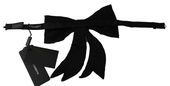 Silver silk crystal bow tie