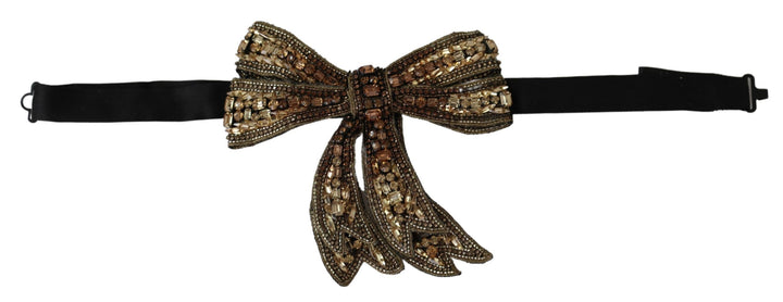 Elegant silk bow tie with rhinestones