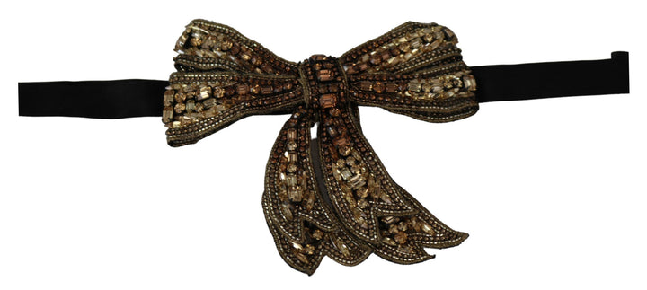 Elegant silk bow tie with rhinestones