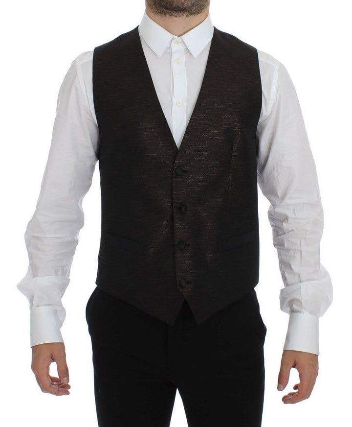 Elegant brown-black wool blend dress vest
