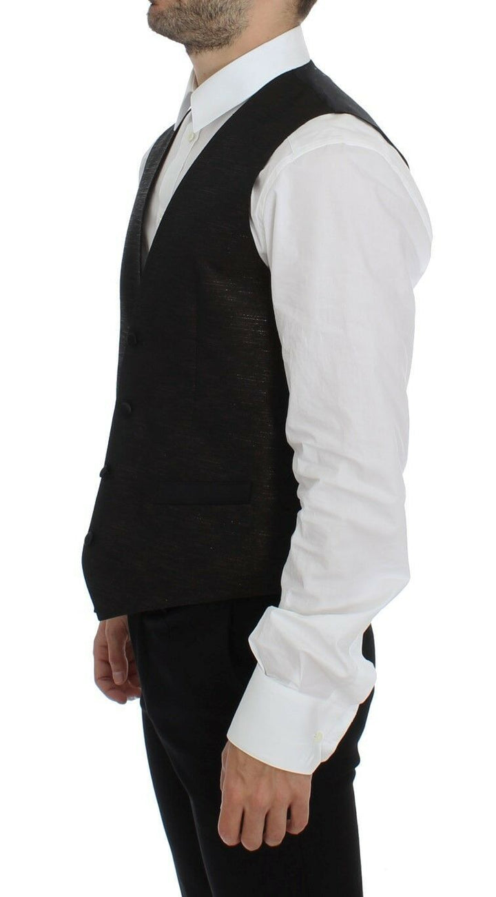 Elegant brown-black wool blend dress vest