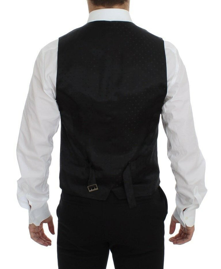 Elegant brown-black wool blend dress vest