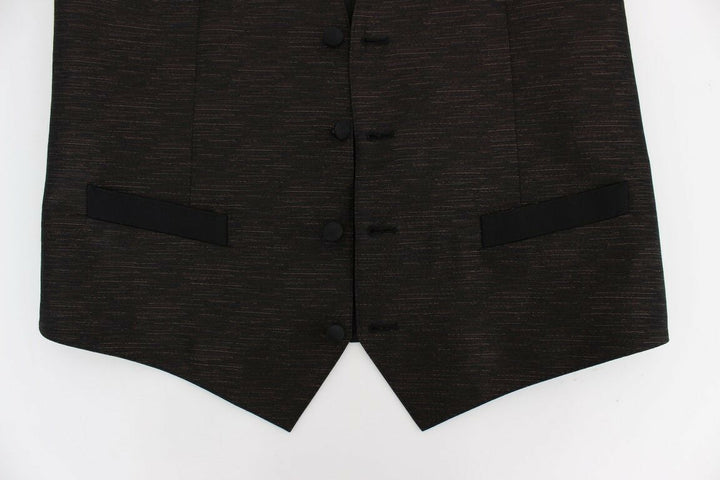 Elegant brown-black wool blend dress vest