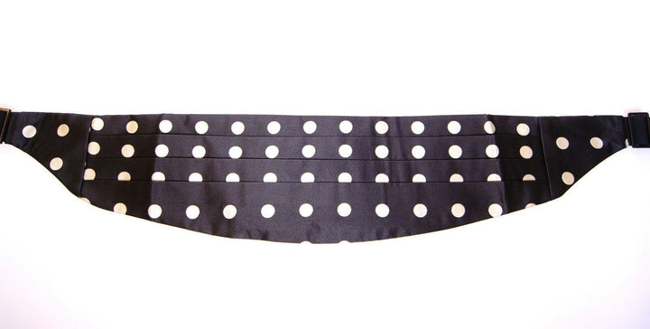 Elegant cummerbund made of black silk with polka dot