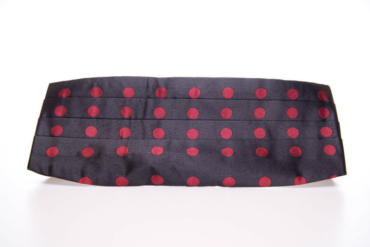 Exquisite cummerbund made of black silk with red polka dots