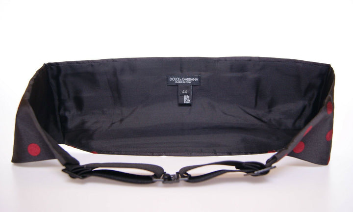 Exquisite cummerbund made of black silk with red polka dots