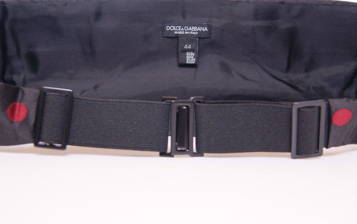 Exquisite cummerbund made of black silk with red polka dots