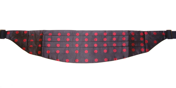 Exquisite cummerbund made of black silk with red polka dots
