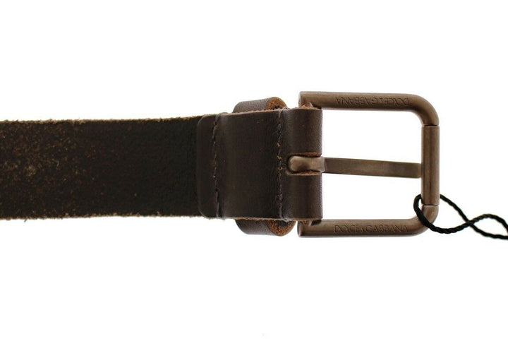 Brauner Leder Logo Cintura Gürtel