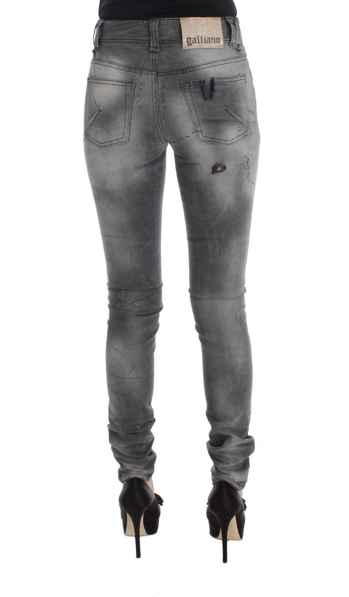 Graue Baumwollmischung Slim Fit Denim Jeans Hose