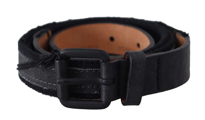 Chic black leather waist belt