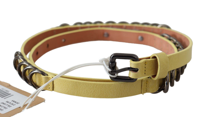 Gelber Leder-Luxusgürtel mit schmaler Schnalle Fancy Belt