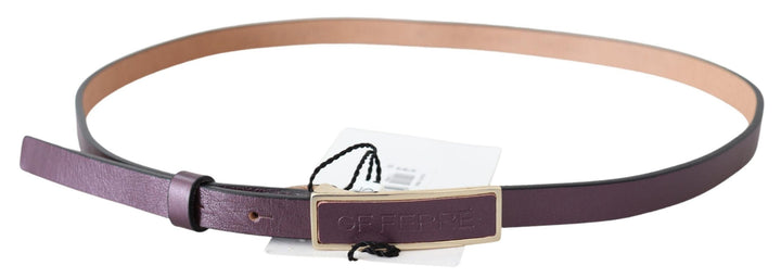 Elegant chestnut brown leather belt with gold-colored buckle