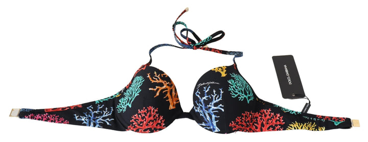Schwarze Korallen Print Frauen Beachwear Bikini-Oberteile