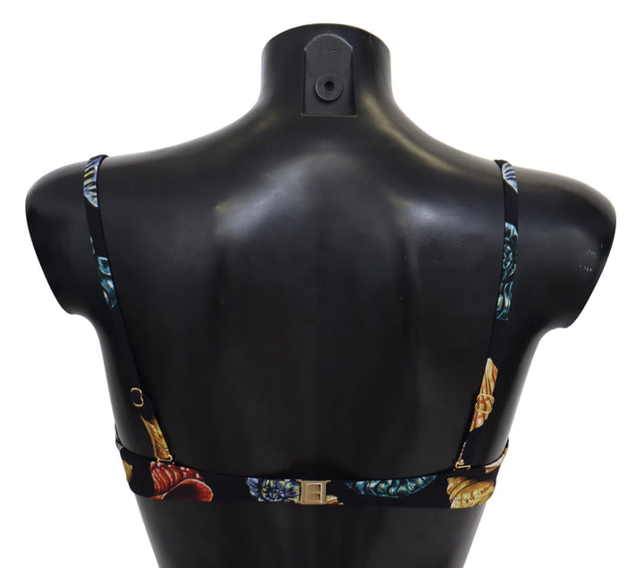 Schwarze Muscheln Print Damen Bademode Bikini-Oberteile