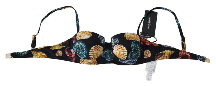 Schwarze Muscheln Print Damen Bademode Bikini-Oberteile