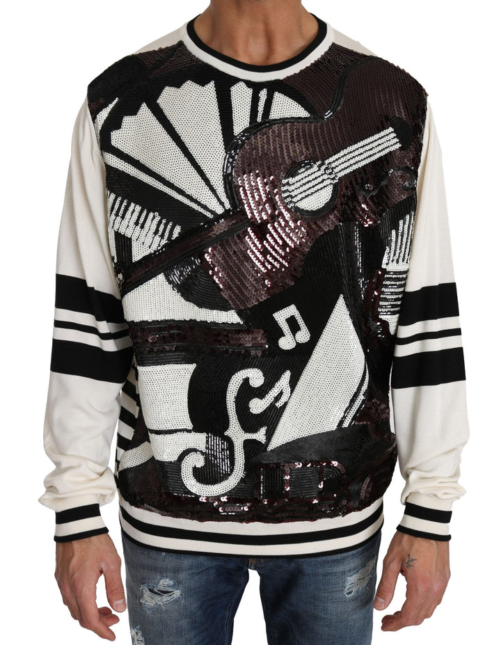 New York Jazz silk sweater with sequins