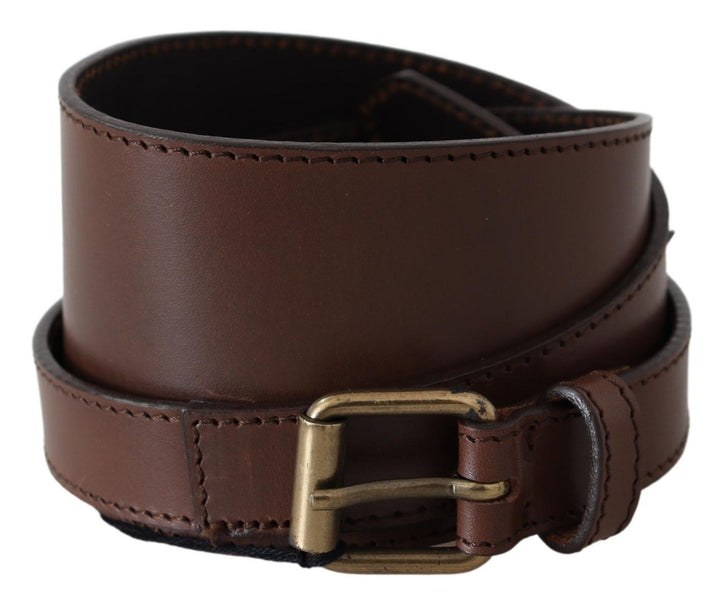 Braunes breites Leder Rustikal Gold Metallschnalle Dunkel