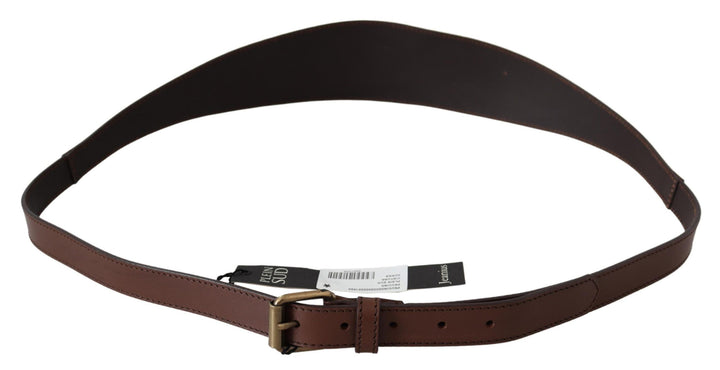 Braunes breites Leder Rustikal Gold Metallschnalle Dunkel